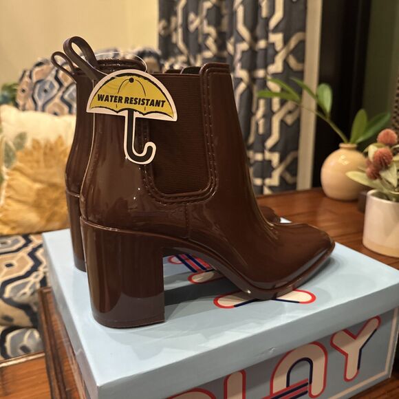 JEFFREY CAMPBELL Size 9 Hurricane Chelsea Waterproof Coffee Ankle Bootie New - Picture 6 of 10